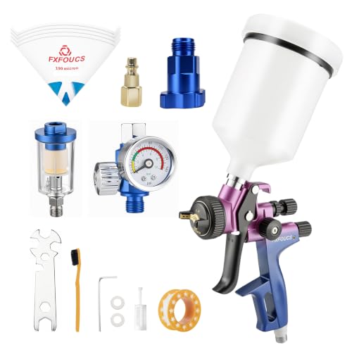 HVLP Air Spray Gun Kit 1.4mm, Professional Automotive Paint Sprayer - color: Purple-blue, size: 1.4mm