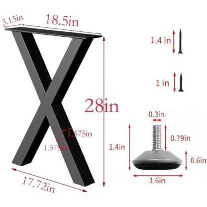 Yidi Metal Table Legs 28 Inch, Heavy Duty DIY Furniture Legs for Dining Desk Coffee Table, Set of 2 Black 28" H×18.5" W - color: 8black