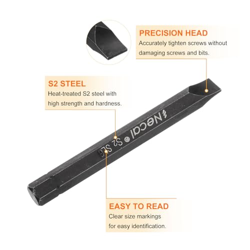 HARFINGTON 3pcs SL8 Slotted Screwdriver Bit 5/16" Hex Shank 80mm/3.15" Length Magnetic Flat Head Hex Bits S2 Steel Screw Driver Bit for Impact Electric Screw Driver Power Tools, Black - color: Black, size: SL8 x 80mm