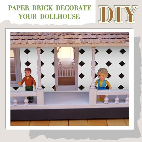 Flutesan 12 Pcs Miniature Dollhouse Wallpaper, Diamond Shape - style: Diamond Shape