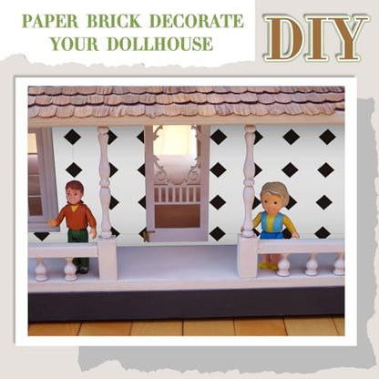 Flutesan 12 Pcs Miniature Dollhouse Wallpaper, Diamond Shape - style: Diamond Shape