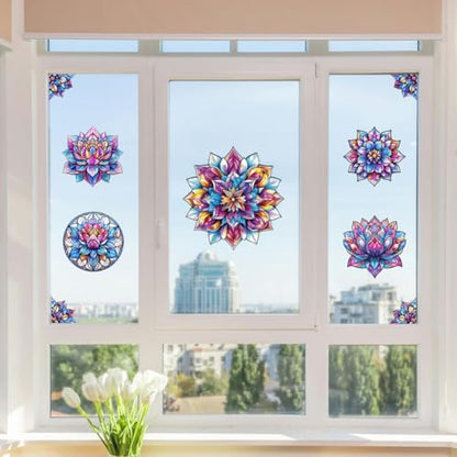 Peacoblue Mandala Lotus Rub On Transfers for Furniture Craft 6"x12" - style: Colorful Mandala Lotus