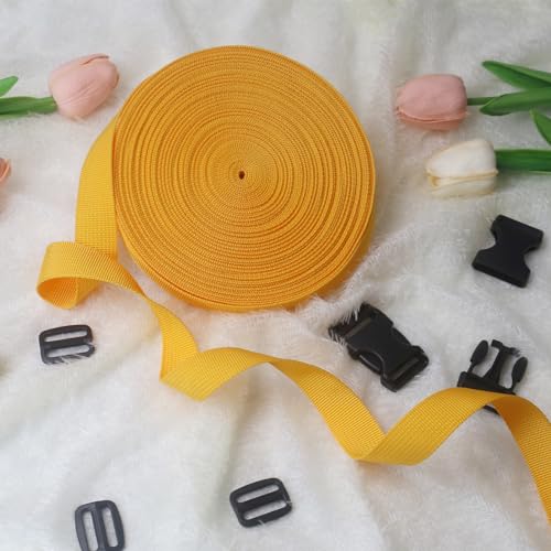 Gold 1 inch Webbing Strap Kit for DIY Crafts-Backpacks-20yds - color: Gold