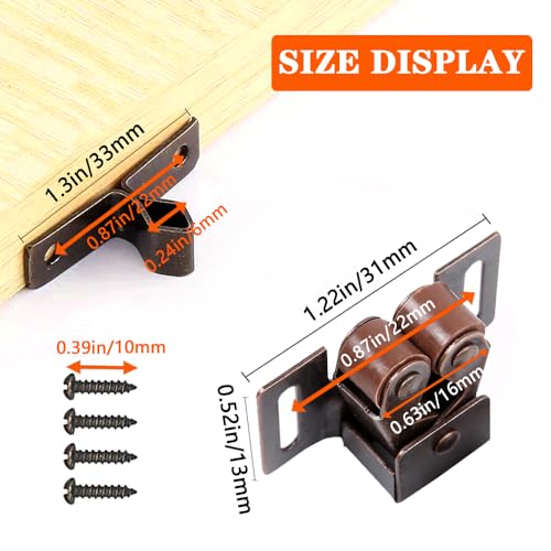 Cabinet Latch QEDT 8 Pack Bronze Double Roller Catch