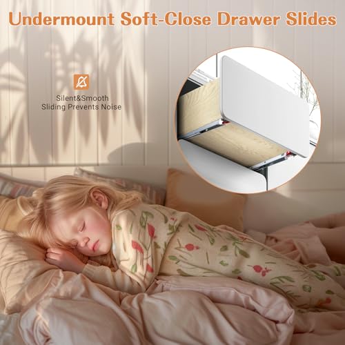 Probrico 1 Pair 21 Inch Undermount Drawer Slides, Full Extension Concealed Drawer Runners Soft Close Bottom Mount Drawer Slides with Rear Mounting Brackets Locking Devices - size: 21 Inch