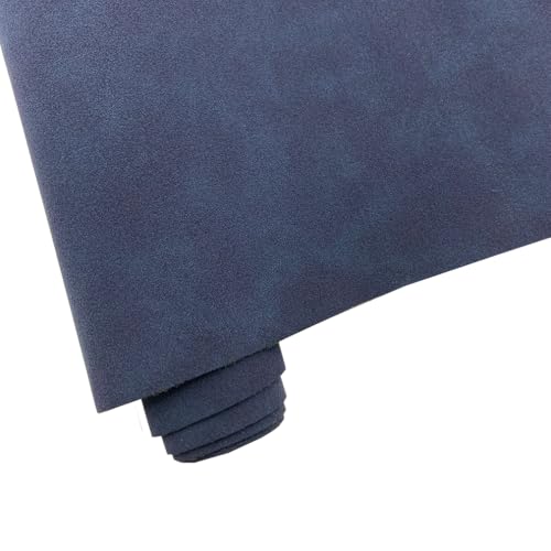16" x 54" Faux Suede PU Leather Fabric for Crafts, Vintage Vegan Leatherette Fabric for Home Upholstery Handbags Purse DIY Repair Projects-Dark Blue - color: Dark Blue