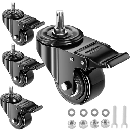 2 Inch Stem Casters 5/16"-18x1 Heavy Duty Threaded Caster Wheels Set of 4 - color: Black, size: 2in(5/16"-18)