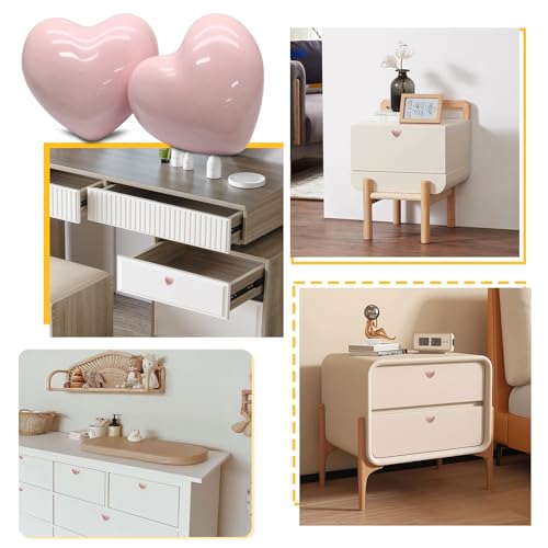 12 Pcs Ceramic Cabinet Knobs, Heart Shaped, Powder Pink - color: Powder Pink, size: 12 Pack