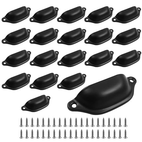 20pcs Antique Cup Drawer Pulls, Black, Bin Cup Pulls Knobs - color: Black, size: 20pcs-Large