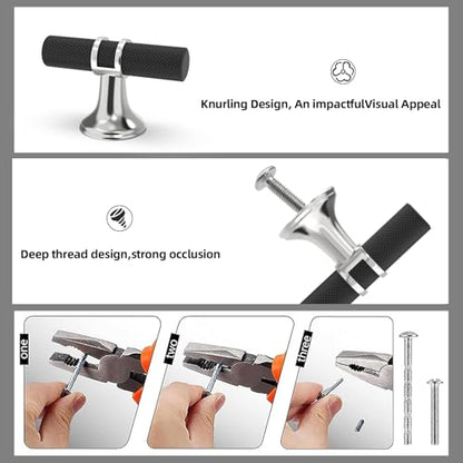 20 Pack Black and Polished Chrome Kitchen Cabinet Knobs - color: Black and Polished Chrome Knurled, size: Knobs
