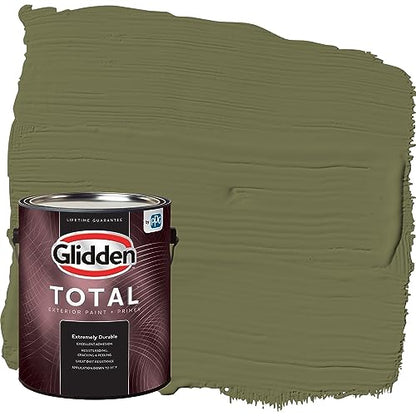 Glidden Total Exterior Paint & Primer All-in-One, Gratefully Grass/Green, Semi-Gloss, 1 Gallon - color: Gratefully Grass, size: 128 Fl Oz (Pack of 1)
