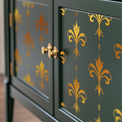 Gold Foil Rub on Transfer for Furniture DTF Transfers for Wood Drawer Decor, Fleur de lis - style: Fleur de lis