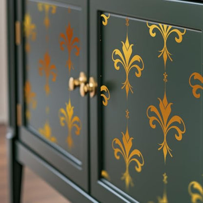 Gold Foil Rub on Transfer for Furniture DTF Transfers for Wood Drawer Decor, Fleur de lis - style: Fleur de lis