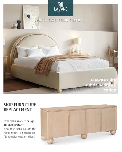 La Vane 2 inch Ash Wood Round Small Ball Furniture Bed Legs,Varnished,4PCS - color: Wood Color