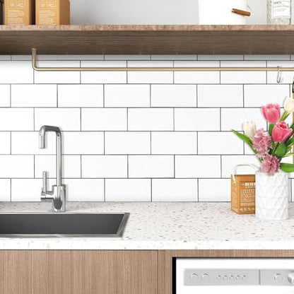 Havenly Peel and Stick Backsplash Tile for Kitchen & Bathroom Walls (White, 10 Tiles - 9.7 sq. ft. (0.9 m²)) - color: White
