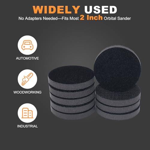2 Inch Interface Pad: 9 Pack Hook & Loop Foam Sanding Discs Backing Pads Replacement for Mini RO Sander Detail Sanding,Soft Density Sponge Round Cushion Buffer - style: 2" No-Hole Interface Pad