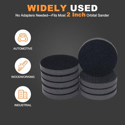 2 Inch Interface Pad: 9 Pack Hook & Loop Foam Sanding Discs Backing Pads Replacement for Mini RO Sander Detail Sanding,Soft Density Sponge Round Cushion Buffer - style: 2" No-Hole Interface Pad