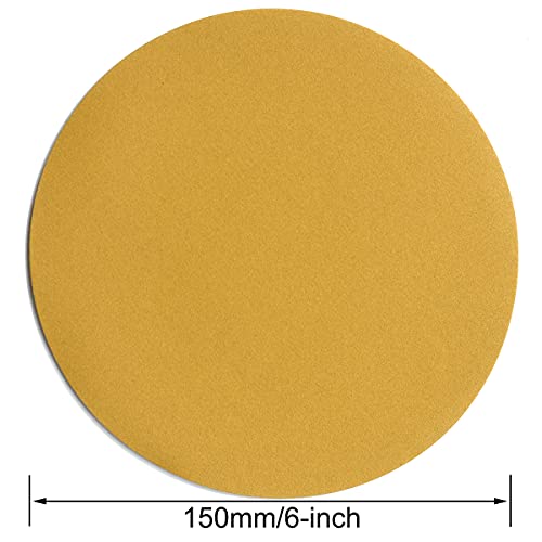6-Inch No-Hole Hook and Loop Gold Sanding Discs 320-Grit, 100-Pack
