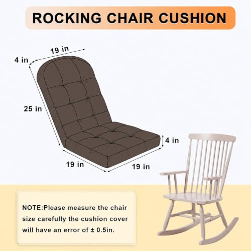Rocking Chair Cushion - Chenille Fabric, High-Density Sponge, Durable Comfort Non-Slip Bottom Tufted Seat Pads with Ties, Chenille︱Dark Brown, 44x19x4 inch - color: Dark Brown