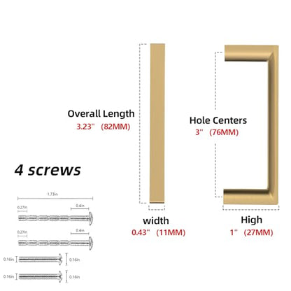 Champagne Bronze Kitchen Cabinet Pulls 3 Inch 10 Pack - color: Champagne Bronze, size: 3'' Hole Center(76mm)
