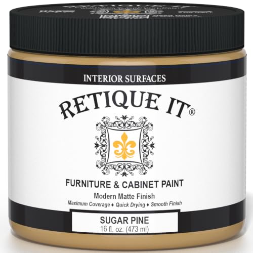 Retique It Furniture and Cabinet Paint - Paint for Cabinets, Dressers, Tables, Doors and DIY Home Decor Projects, Sugar Pine, 16 oz