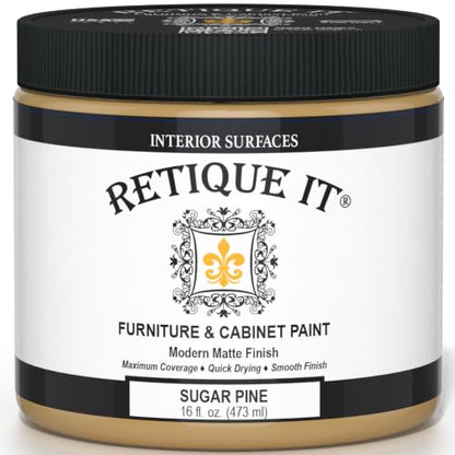Retique It Furniture and Cabinet Paint - Paint for Cabinets, Dressers, Tables, Doors and DIY Home Decor Projects, Sugar Pine, 16 oz