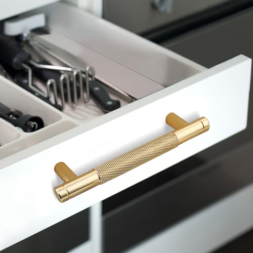 12 Pack 3 3/4 Inch 96 mm Gold Barrel Cabinet Pulls Cupboard Aluminum Handles Drawer Pull Cabinet Handles - color: Gold, size: 3 3/4 Inch