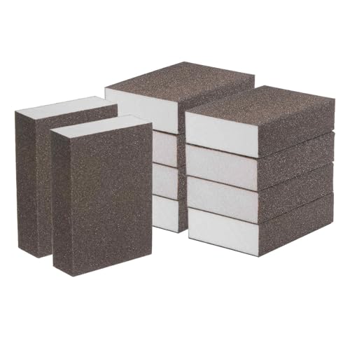 HARFINGTON 10pcs Fine Sanding Sponge Blocks 240-320 Grit Foam Sanding Block for Polishing Kitchen Metal Wood Drywall, 100x70x25mm - size: 240-320 Grit