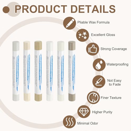 uxcell 12Pcs Wood Filler Sticks Kit, 12 Colors White & Cream White Series - color: White Cream White Series