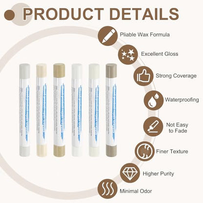 uxcell 12Pcs Wood Filler Sticks Kit, 12 Colors White & Cream White Series - color: White Cream White Series