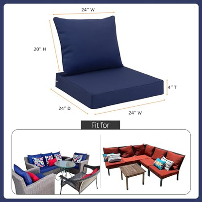 Favoyard Outdoor Patio Seat Cushions Set, 24 x 24 Inch, Waterproof, Blue - color: Blue, size: 24 x 24 x 4 In