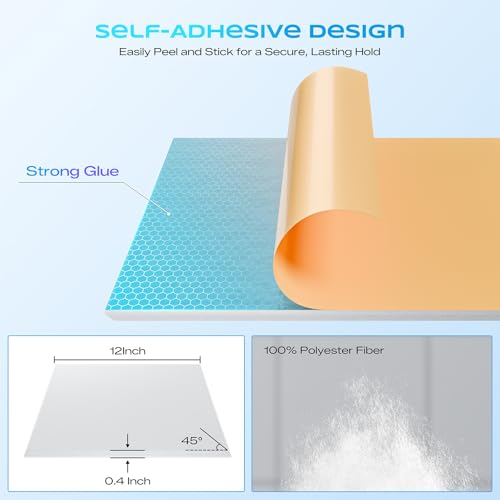 6 Pack Self-Adhesive Sound Proof Foam Panels for Walls 12"x12"x0.4" Fabric - color: White, size: Basic 6-Pack
