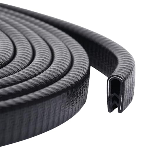 25ft U-Shape Edge Trim 1/16" Rubber Strip with Metal Clips for Edges Protector, Fit for 0-3/32" Width Edge, Black Edges Banding Strip for Car Doors, Sheet Metal - size: 25ft, 1/16"W X 9/16"H