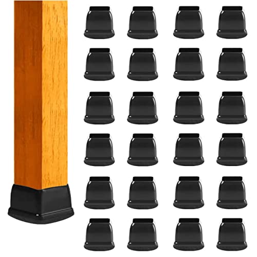 Small Square Silicone Chair Leg Floor Protectors with Wrapped Felt, Black Furniture Leg Caps, Anti Scratch Anti-Noise, 24 Pcs (Fit: 0.5" - 0.75"). - color: Black, size: Square XXS(0.5-0.75")