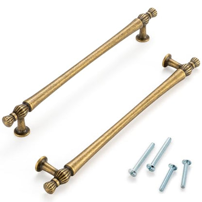 7-1/2 Inch Antique Brass Cabinet Pulls 5 Pack French Style P2408 - color: Antique Brass, size: 7-1/2" Hole Centers-5 Pcs