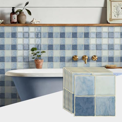 20pcs Peel and Stick Tiles Kitchen Backsplash,Ocean Blue, 6"x6" - color: Ocean Blue