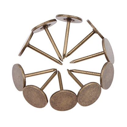 dophee100Pcs 7/16 Inch Bronze Decorative Upholstery Tacks Nails, Flat Head - size: Style 2