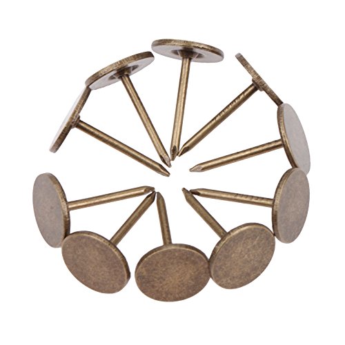 dophee100Pcs 7/16 Inch Bronze Decorative Upholstery Tacks Nails, Flat Head - size: Style 2