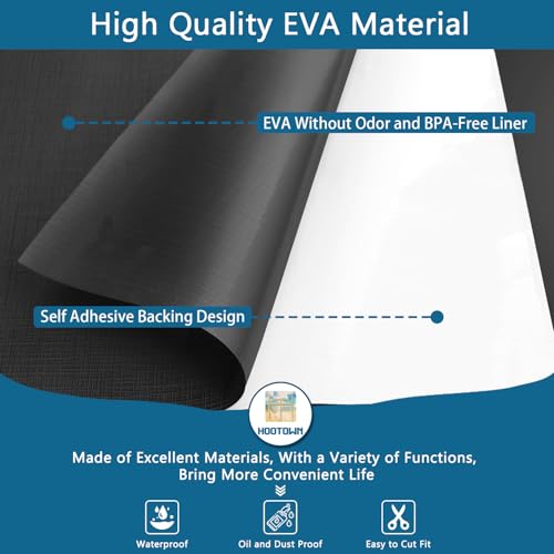 Self Adhesive Shelf Liner, 17.5" x 393.7" Peel and Stick Drawer Liner Black - color: Black, size: 17.5"W x 393.7"L