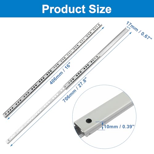 16" Narrow Drawer Slides, 1 Pair - size: 16 Inch