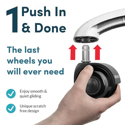 Lifelong Dual Office Chair Wheels Replacement, Heavy Duty, 5-Pack Fits 98% - color: Black, size: 2 Inch