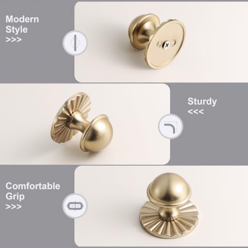 6Pack Champagne Bronze Cabinet Knobs with Backplate Drawer knobs - color: Champagne Bronze, style: Daisy