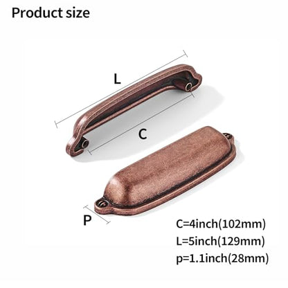 khtumeware 10 Pack Antique Copper Cup Pulls 4 Inch Center to Center - Cabinet & Drawer Handles for Kitchen Hardware - color: Antique Copper, size: 4"(102mm) Hole Center