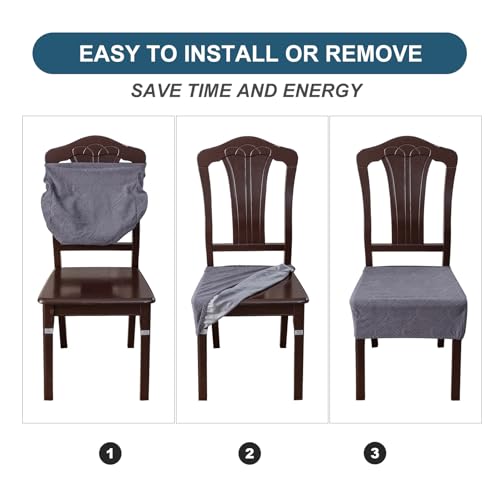 Waterproof Stretch Dining Chair Seat Covers, Set of 6 Khaki - color: Khaki, size: 16-20in-Rear-gapped