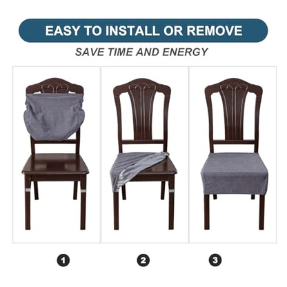 Waterproof Stretch Dining Chair Seat Covers, Set of 6 Khaki - color: Khaki, size: 16-20in-Rear-gapped