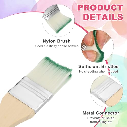 PATIKIL 6Pcs Wooden Paint Brush Set, 5.9" Nylon Bristle Flat Brushes #5 - color: Green/White, size: #5