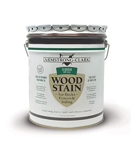 Armstrong-Clark Oil-Based Wood Stain for Decks, Fences, Siding, Logs & Outdoor Wood Surfaces | Penetrating Exterior Finish | Easy Maintenance (5 Gallons, Sequoia Semi-Solid) - color: Sequoia Semi-Solid, size: 5 Gallon