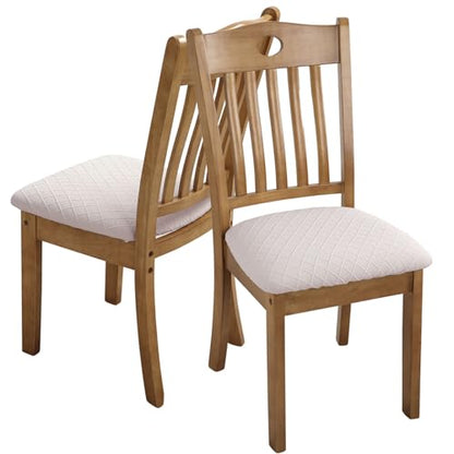 Fuloon Dining Chair Seat Covers Stretch Slipcovers, 6 Pack, Pale Beige - color: Pale Beige, size: Not Waterproof