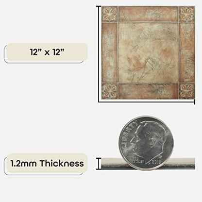 Nexus Self Adhesive 12-Inch Vinyl Floor Tiles, 20 Tiles, 12 x 12 in - color: Spanish Rose, style: Marble look