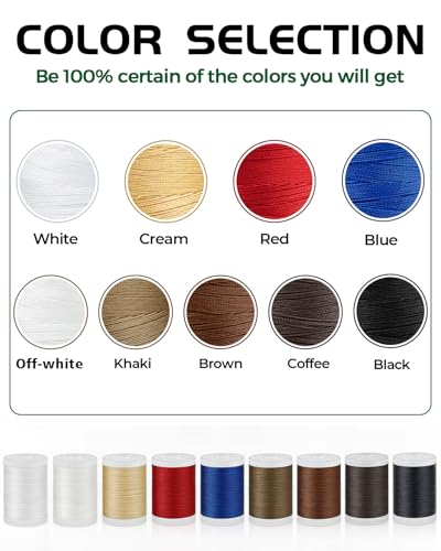 330 Yards FIVEIZERO Extra Strong Upholstery Thread, Bonded Thread, Beige - color: Beige